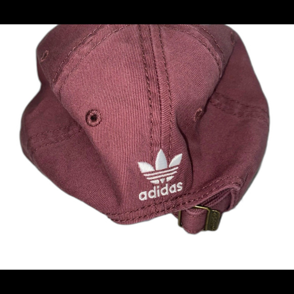 Adidas Cap Hat Women’s Adjustable Strap Burgandy Trefoil 3 Stripe Logo - Picture 3 of 8